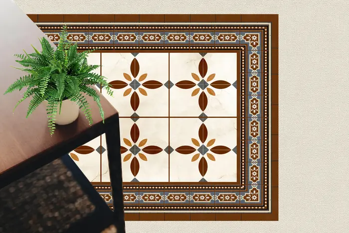 שטיח פי.וי.סי לבית ולמשרד - שטיח אריחים דגם ";מרקש 1";