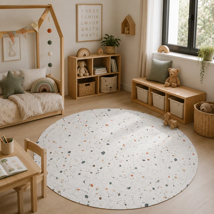 שטיח פי וי סי עגול טרצו - דגםTerrazzo pattern