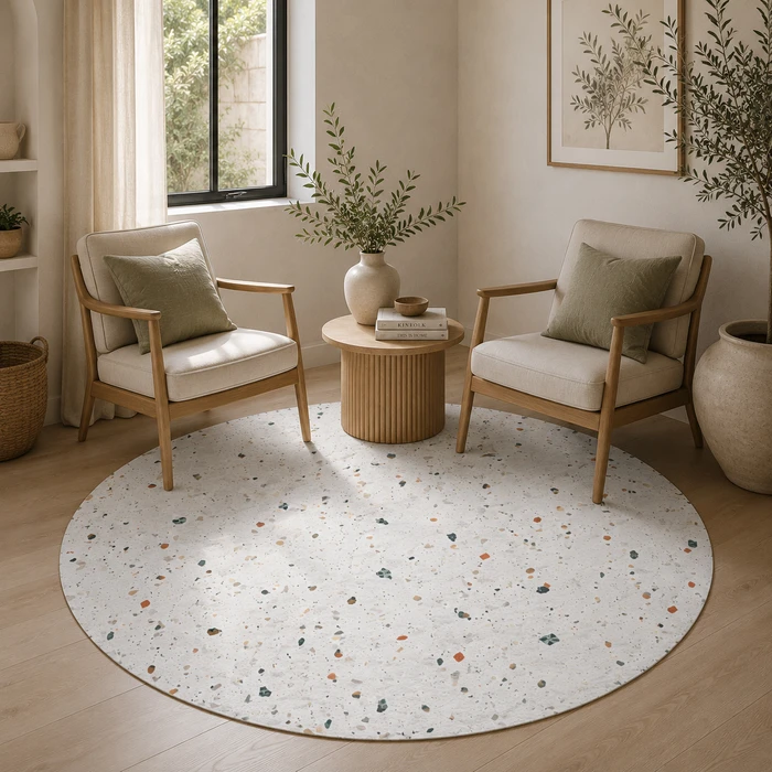 שטיח פי וי סי עגול טרצו - דגםTerrazzo pattern