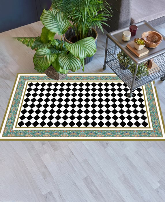 שטיח פיויסי מעוצב - דגם Chess pattern & Moroccan tiles