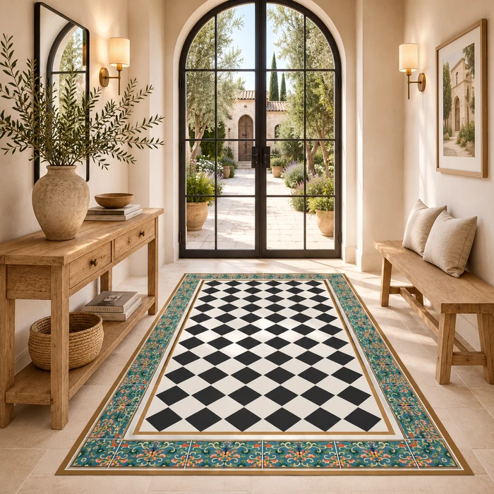 שטיח פיויסי מעוצב - דגם Chess pattern & Moroccan tiles