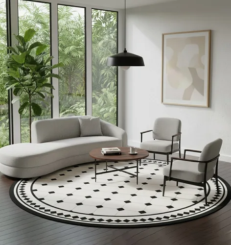 שטיח פי וי סי עגול - דגם Nordic 5 - שטיח ויניל מינימליסטי