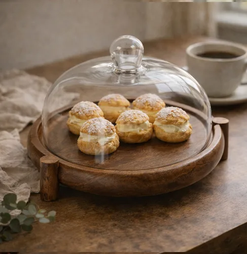 כלי אחסון והגשה עגול מעץ - קוטר 24 ס"מ