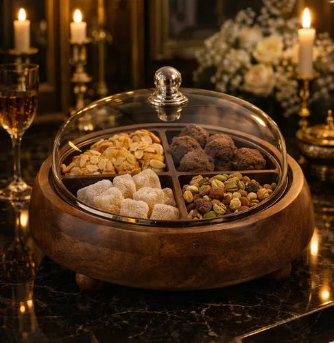 כלי אחסון והגשה עגול מעץ - קוטר 30 ס"מ