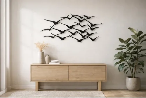 ציפורים נודדות - תמונת מתכת של ציפורים נודדות