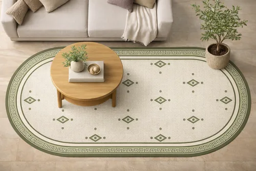 שטיח פיויסי דמוי פסיפס דגם "הרמס" 3 אובלי - שטיח פיויסי מעוצב