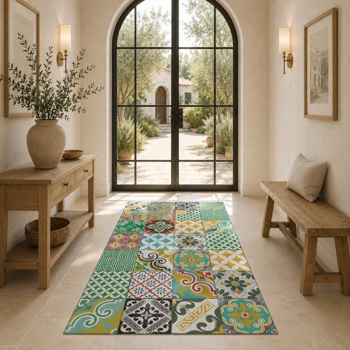 שטיח פי.וי.סי מעוצב- MIX Moroccan Colorful tiles - 3
