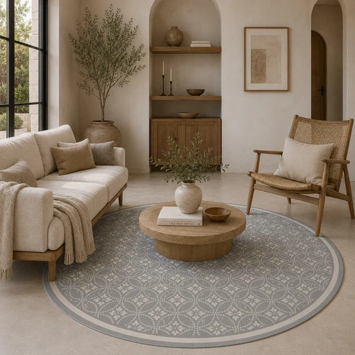שטיח פי וי סי עגול אריח מרוקאי - דגם Moroccan pattern